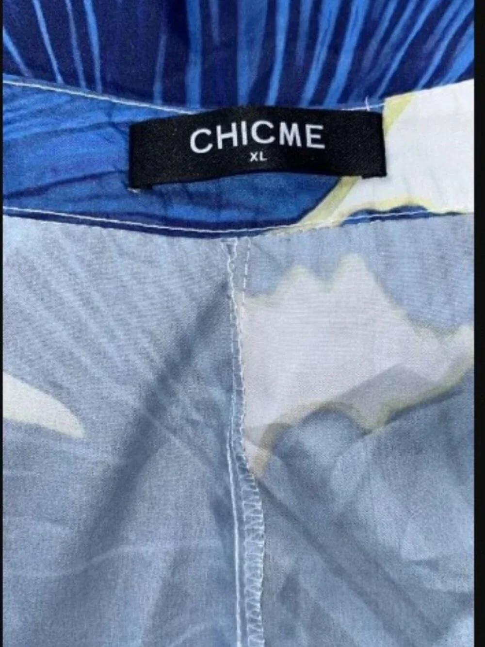 Elegant Blue Floral Shirt Long Sleeve Midi - Picture 5 of 7